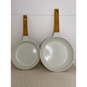 Phantom Chef 2 Piece Fry Pans Mustard Yellow Ceramic Non-Stick Skillet 8in 10in